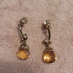 Gold Citrine Color/CZ Earrings